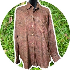 Vintage Liz Sport Brown Paisley Top